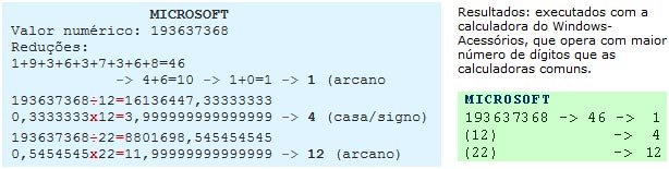 Numerologia da palavra Microsoft