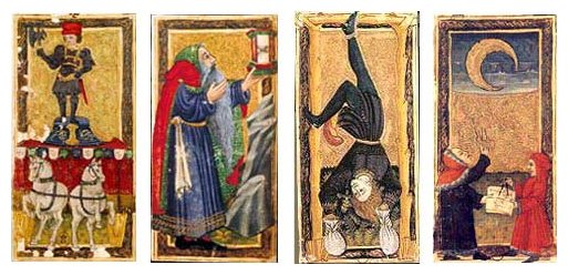 De outro conjunto, conhecido por “Tarot de Charles VI”, restaram 17 cartas, conservadas na Biblioteca Nacional de França, que parecem datar da segunda metade do séc. XV.