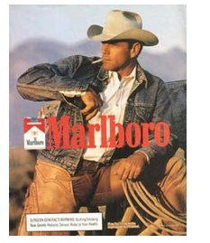 Marlboro Man Um dos anúncios do cigarro Marlboro, no ar de 1954 a 1999