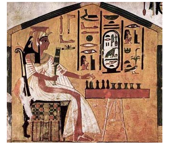  Nefertari jogando Senet. Pintura da tumba da Rainha Nefertari do Egito (1295-1255 aC) www.wikipedia.org