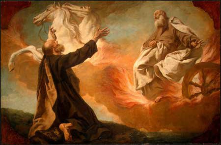 Elias no Carro de Fogo (A visão de Ezequiel) Tela de Giuseppe Angeli, 1712 - 1798