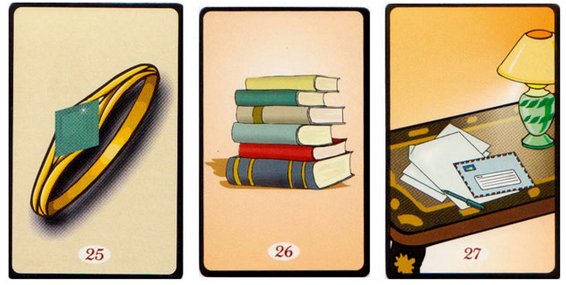 25.Aliança, 26.Livro e 27.Carta Cartas do 'Tarô Cigano'