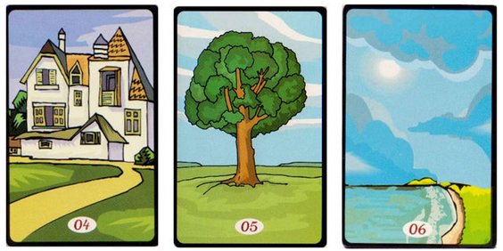 4.Casa, 5.Árvore e 6.Nuvens Cartas do 'Tarô Cigano'