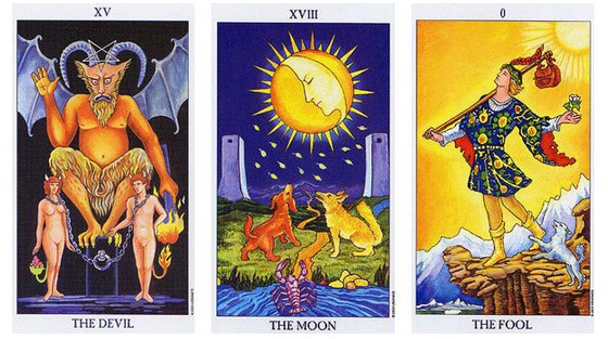 O Diabo, a Lua e o Louco Cartas do Radiant Rider-Waite Tarot