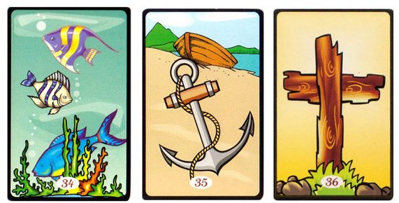 34.Peixes, 35.Âncora e 36.Cruz Cartas do 'Tarô Cigano'