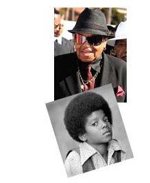 O pai de Michael Jackson durante o velório e o cantor quando criança.