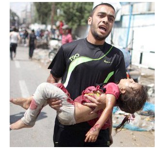 Vítima de ataque a uma escola da ONU em Gaza. Foto do site Época/Globo.