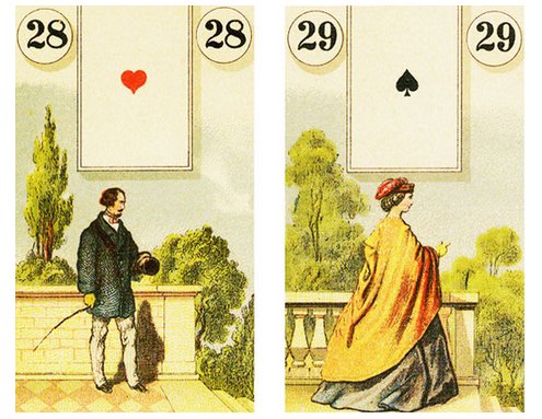 Cartas 28 e 29 do Petit Lenormand Ilustrações do French Cartomancy