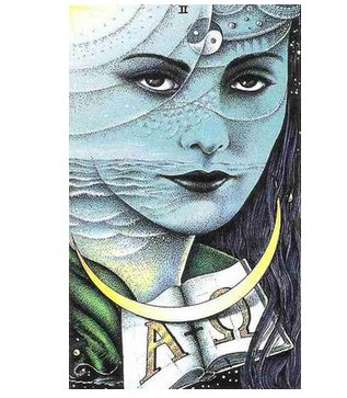 A Sacerdotisa II, do Cosmic Tarot. Símbolo arquetípico da vivência espiritual profunda.