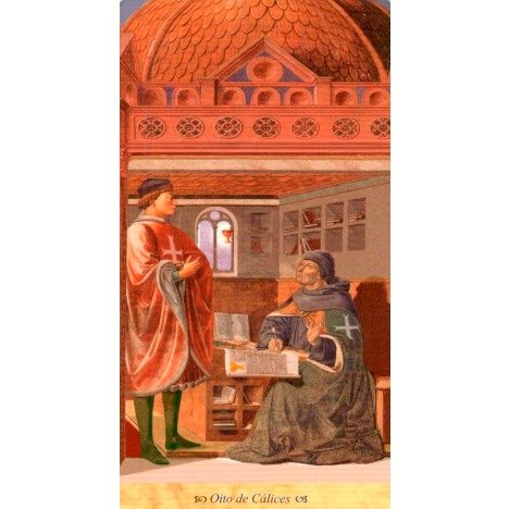 Tarô do Graal, O - A visâo templária (Livro + Baralho) - Carta Oito de Cálices