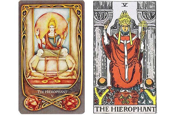 Carta Hierofante Fenestra e Rider Waite Tarot