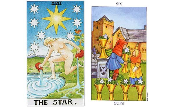 Cartas estrela e 6 de Copas Waite Tarot