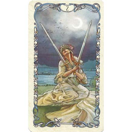 Carta Dois de Espadas no Tarot Mucha