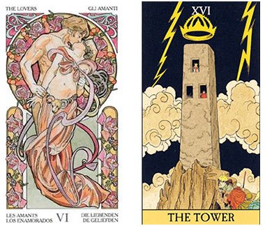 Cartas do Tarot Art Nouveau e do Before Tarot