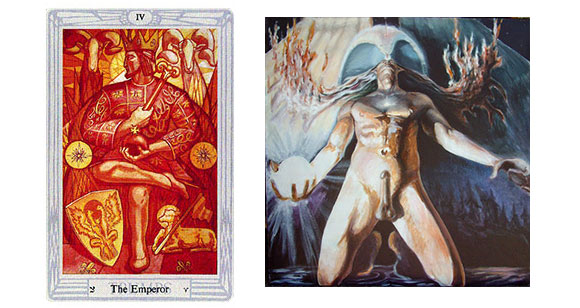 The Emperor, do Thoth tarot, de Aleister Crowley e Frieda Harris.