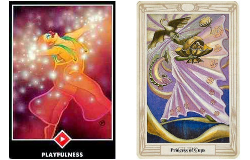 O Valete de Fogo do Osho Zen Tarot e a Princesa de Copas do Thoth Tarot