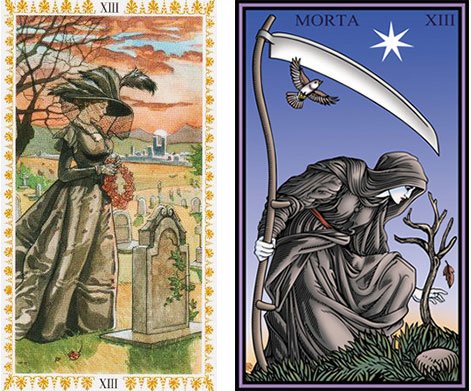 Cartas 13 no Romantic Tarot e no Sevenfold Mystery de Ciro Marchetti