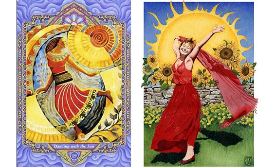Criações modernas da carta do Sol: Le Tarot de la Triple Déesse (2002) e o Le Gaian Tarot (2011)