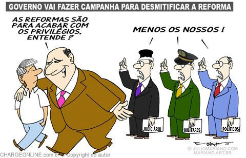 Charge Campanha Desmitificar Reforma