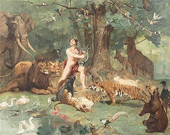 Primavera e Recapitulação, Orfeu encantando animais, pintura de G. Surande