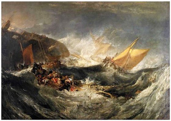 O teatro de guerra, obra de William Turner – Naufrágio de um cargueiro