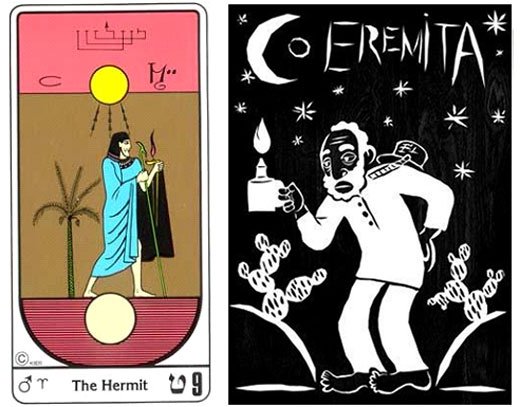 Releitura do Eremita no Tarot inspirada na estética egípcia e no imaginário nordestino de Pedro Índio.