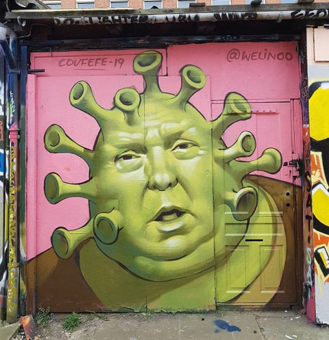 O "vírus trump" na visão de um pintor dinamarquês Arte de Andreas Welin - Art Murals CPH - Copenhagen - www.welin-one.com