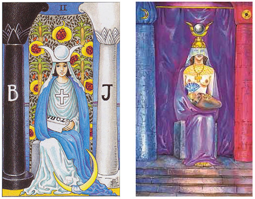 Representações da Sacerdotisa inspiradas no Waite Tarot