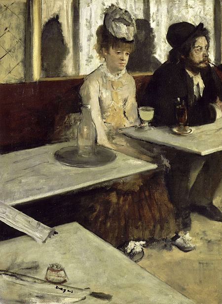 Embriagados pelo consumo de absinto Pintura de Adgar Degas (1875) - https://pt.wikipedia.org/wiki/L%27Absinthe