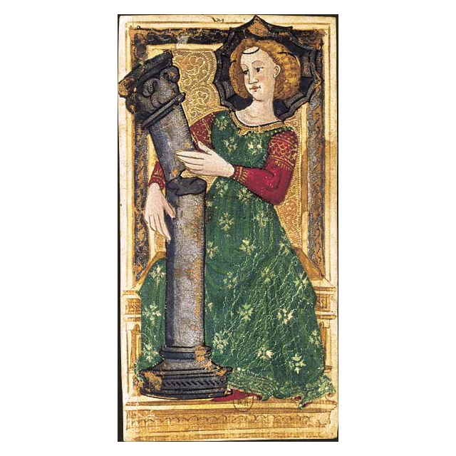 A Força, carta do Tarot Gringonneur, preservada integralmente sobre fundo branco.