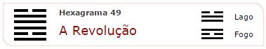 Hexagrama 49 do I Ching, A Revolução, com Lago acima de Fogo.
