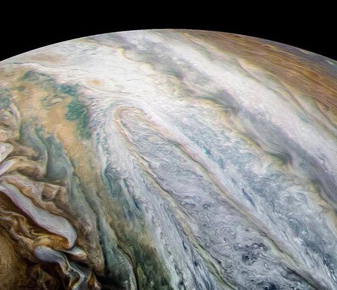 Júpiter fotografado pela Missão Juno da NASA.