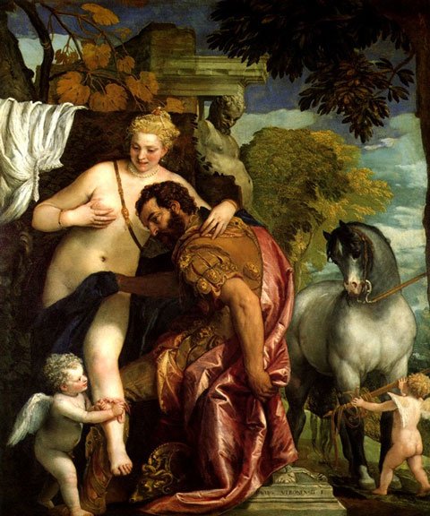 Marte e Vênus em pintura de Paolo Veronese, de 1570.