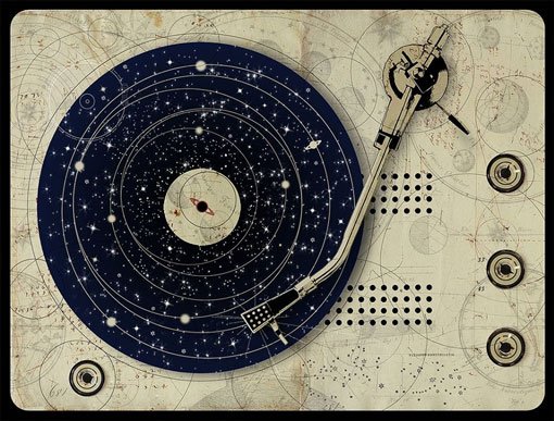 Composição com um diagrama astronômico circular, de Fiona Watson.