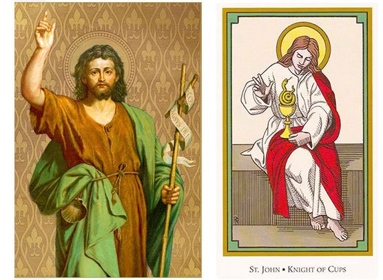 São João Batista (de autor anônimo) e o Cavaleiro de Copas no Tarô dos Santos de Robert Place 